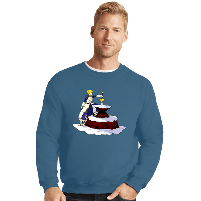 Shirts Crewneck Sweater, Unisex / Small / Indigo Blue Saber In The Stone