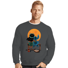 Load image into Gallery viewer, Daily_Deal_Shirts Crewneck Sweater, Unisex / Small / Charcoal Alien And Girl Gazing At The Moon
