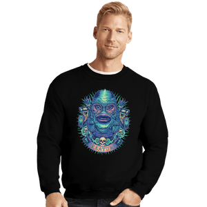 Shirts Crewneck Sweater, Unisex / Small / Black Neon Creature