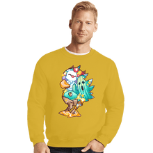 Load image into Gallery viewer, Shirts Crewneck Sweater, Unisex / Small / Gold Magical Silhouettes - Chocobo

