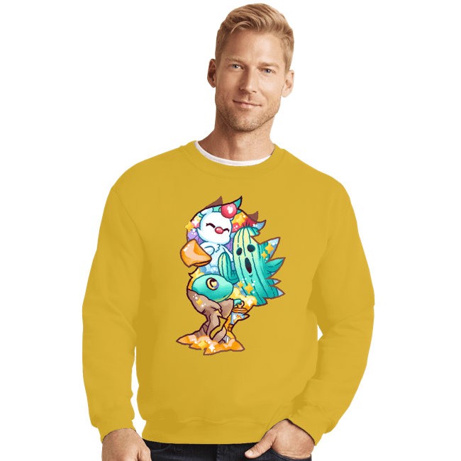 Shirts Crewneck Sweater, Unisex / Small / Gold Magical Silhouettes - Chocobo
