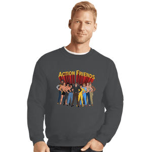 Shirts Crewneck Sweater, Unisex / Small / Charcoal Action Friends