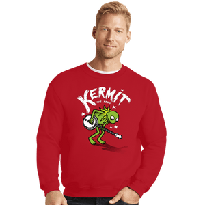 Shirts Crewneck Sweater, Unisex / Small / Red Banjoist Frog