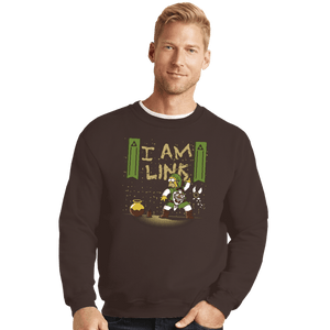 Shirts Crewneck Sweater, Unisex / Small / Dark Chocolate I Am Link