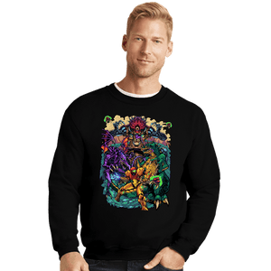 Daily_Deal_Shirts Crewneck Sweater, Unisex / Small / Black Metroid Tribute