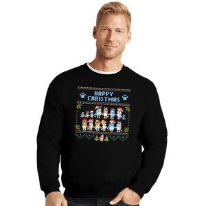 Daily_Deal_Shirts Crewneck Sweater, Unisex / Small / Black Happy Bluey Christmas