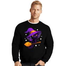 Load image into Gallery viewer, Secret_Shirts Crewneck Sweater, Unisex / Small / Black Witch Cat
