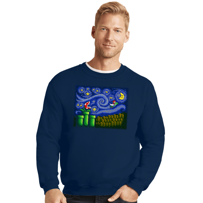 Daily_Deal_Shirts Crewneck Sweater, Unisex / Small / Navy Starry Flight