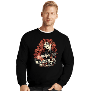 Daily_Deal_Shirts Crewneck Sweater, Unisex / Small / Black Rocker Merida