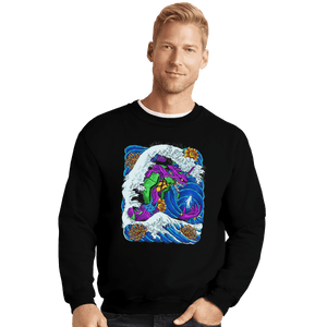 Shirts Crewneck Sweater, Unisex / Small / Black Eva-01 Wave