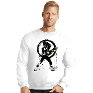 Shirts Crewneck Sweater, Unisex / Small / White Black Ranger Sumi-e