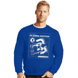 Daily_Deal_Shirts Crewneck Sweater, Unisex / Small / Royal Blue Plasma Cutter
