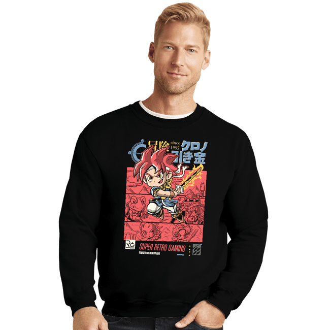 Daily_Deal_Shirts Crewneck Sweater, Unisex / Small / Black Chrono Adventure