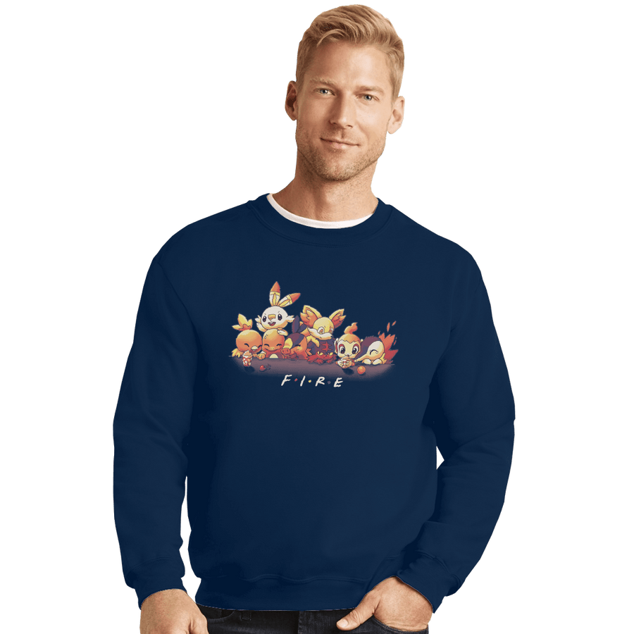 Shirts Crewneck Sweater, Unisex / Small / Navy Fire Friends