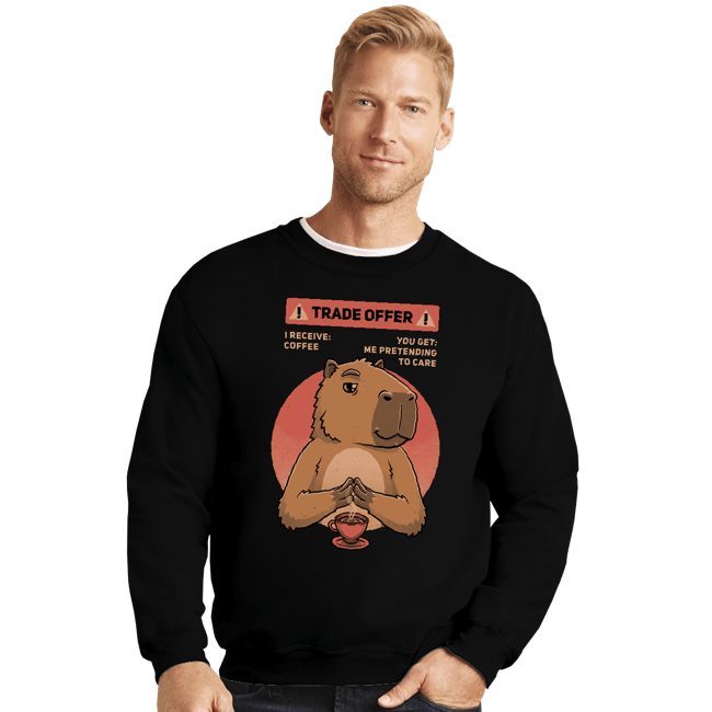 Secret_Shirts Crewneck Sweater, Unisex / Small / Black Capybara Trade