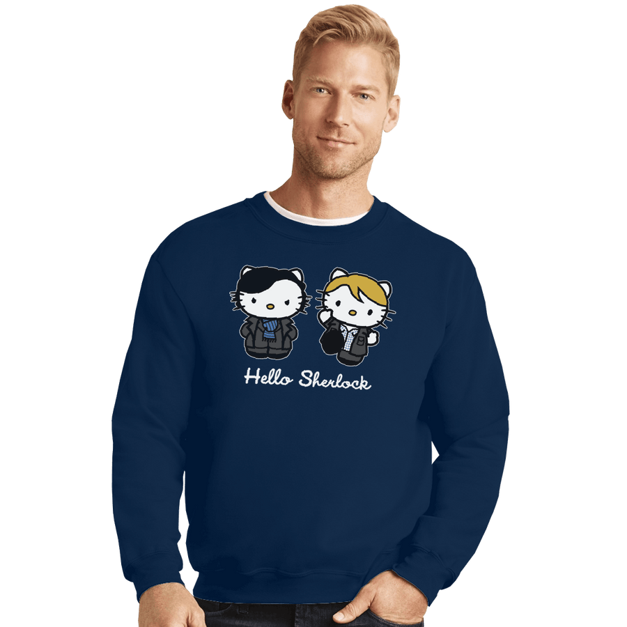 Shirts Crewneck Sweater, Unisex / Small / Navy Hello Sherlock