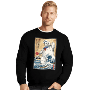 Daily_Deal_Shirts Crewneck Sweater, Unisex / Small / Black Marshmallow Man In Japan
