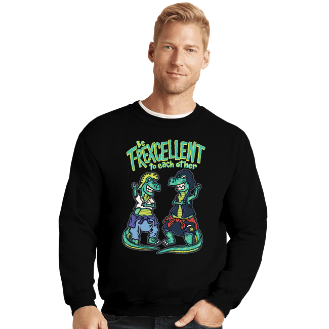 Daily_Deal_Shirts Crewneck Sweater, Unisex / Small / Black T-Rexcellent
