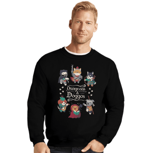 Shirts Crewneck Sweater, Unisex / Small / Black Dungeons & Doggos