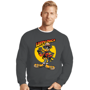 Daily_Deal_Shirts Crewneck Sweater, Unisex / Small / Charcoal Luffy Duck