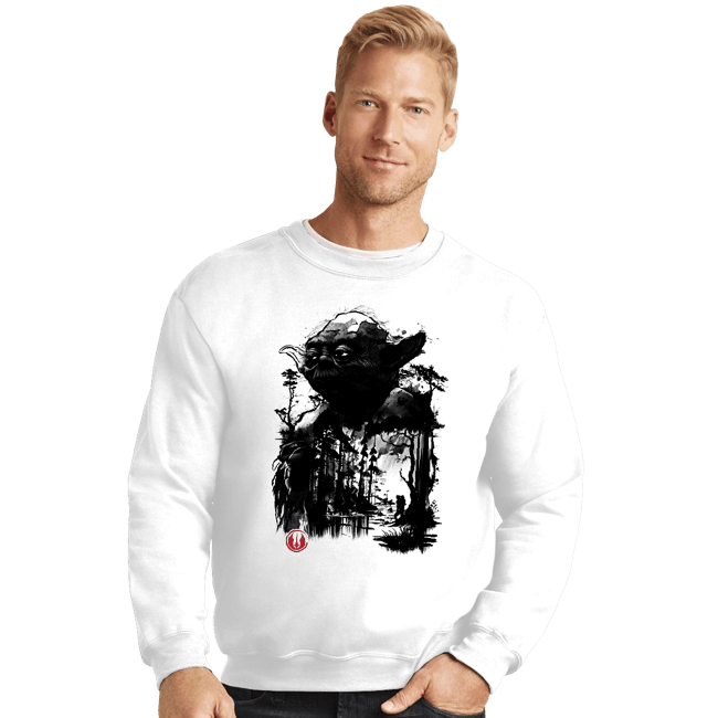 Daily_Deal_Shirts Crewneck Sweater, Unisex / Small / White The Master In The Swamp Sumi-e