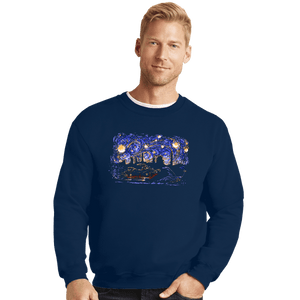 Daily_Deal_Shirts Crewneck Sweater, Unisex / Small / Navy Starry Canyon