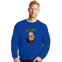 Load image into Gallery viewer, Daily_Deal_Shirts Crewneck Sweater, Unisex / Small / Royal Blue Stoner Pig
