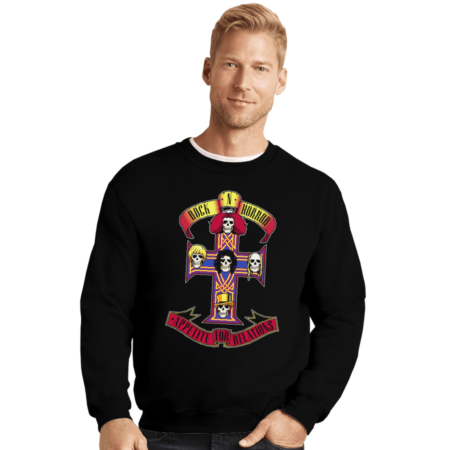 Shirts Crewneck Sweater, Unisex / Small / Black Rock N Horror