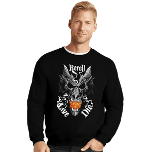 Daily_Deal_Shirts Crewneck Sweater, Unisex / Small / Black Dragon Skull Dice