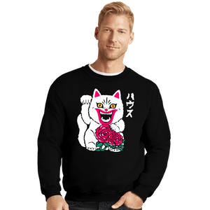 Daily_Deal_Shirts Crewneck Sweater, Unisex / Small / Black Lucky Hausu