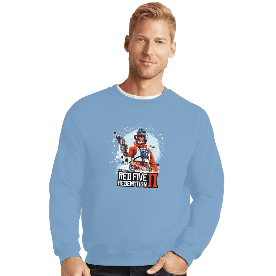 Shirts Crewneck Sweater, Unisex / Small / Powder Blue Red Five Redemption II
