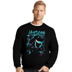 Daily_Deal_Shirts Crewneck Sweater, Unisex / Small / Black Extreme Tiger Shark
