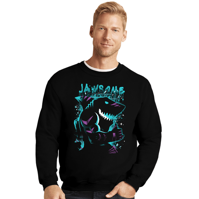 Daily_Deal_Shirts Crewneck Sweater, Unisex / Small / Black Extreme Tiger Shark