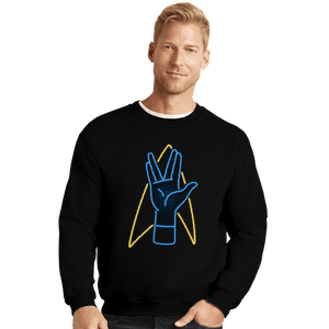 Daily_Deal_Shirts Crewneck Sweater, Unisex / Small / Black Cool Salute