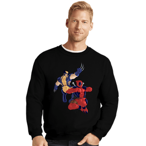 Secret_Shirts Crewneck Sweater, Unisex / Small / Black Wolverine And Deadpool