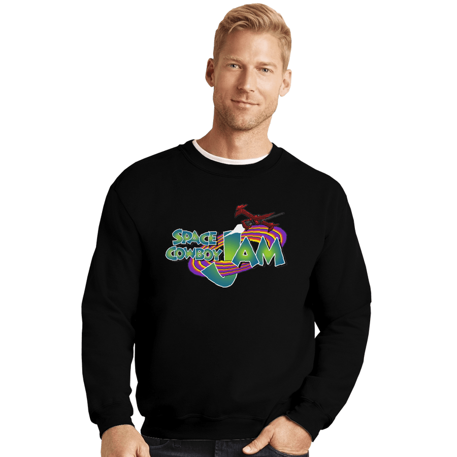 Shirts Crewneck Sweater, Unisex / Small / Black Space Cowboy Jam