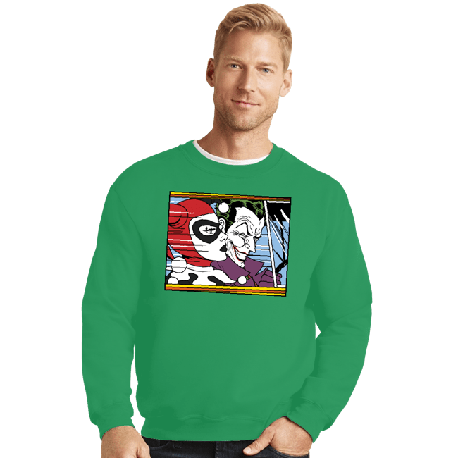 Shirts Crewneck Sweater, Unisex / Small / Irish Green In The Jokermobile