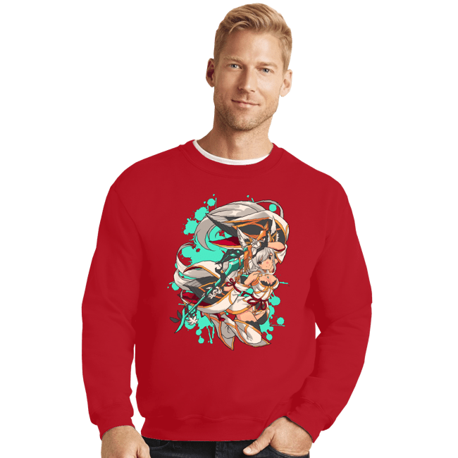 Daily_Deal_Shirts Crewneck Sweater, Unisex / Small / Red Water Blade