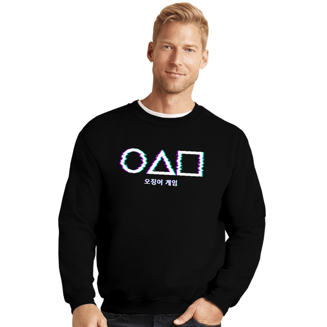 Shirts Crewneck Sweater, Unisex / Small / Black Glitch Squid