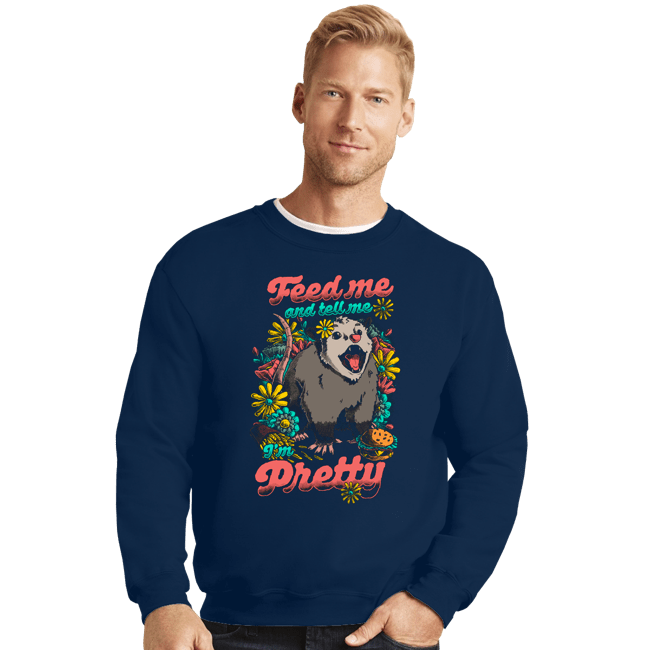 Daily_Deal_Shirts Crewneck Sweater, Unisex / Small / Navy Pretty Hungry Possum
