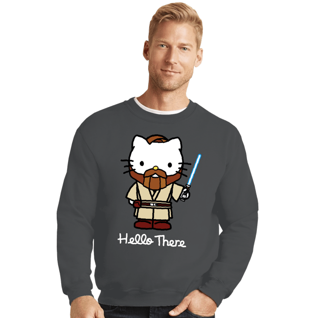 Daily_Deal_Shirts Crewneck Sweater, Unisex / Small / Charcoal Obi Kitty