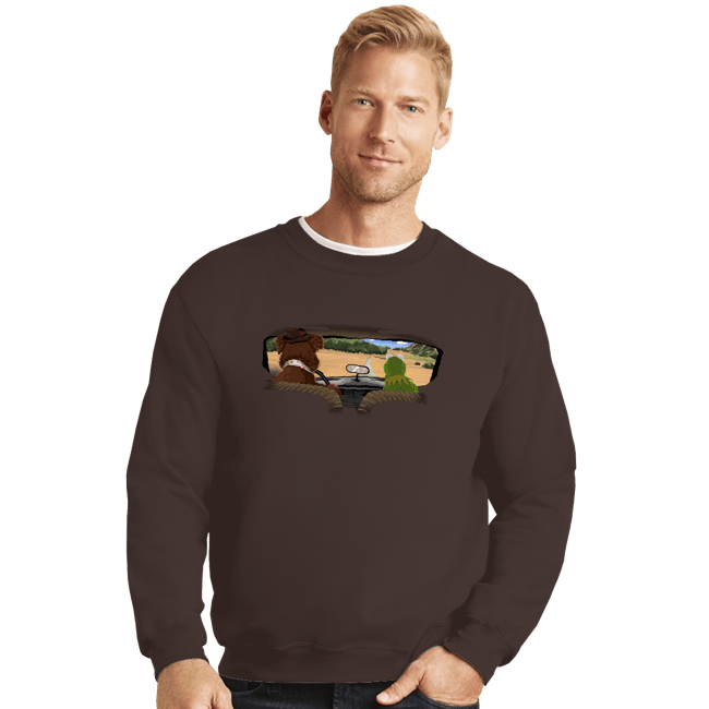 Daily_Deal_Shirts Crewneck Sweater, Unisex / Small / Dark Chocolate Classic Road Trip Adventurea