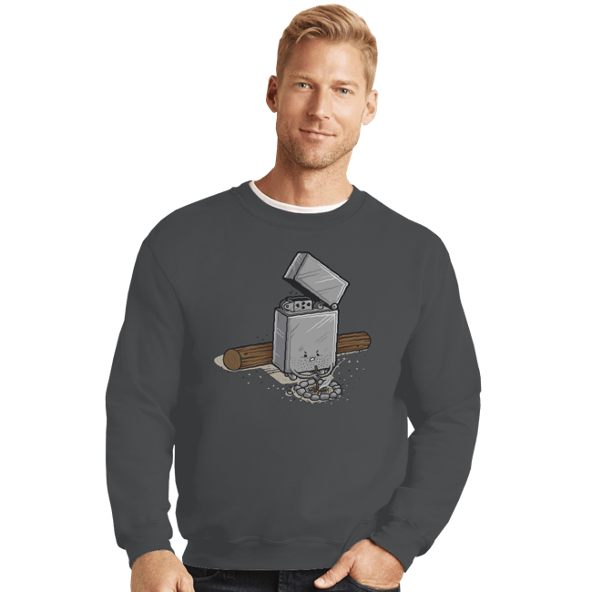 Shirts Crewneck Sweater, Unisex / Small / Charcoal Out Of Fuel