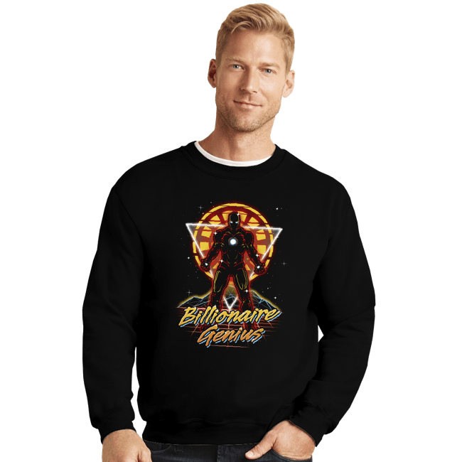 Shirts Crewneck Sweater, Unisex / Small / Black Retro Billionaire Genius