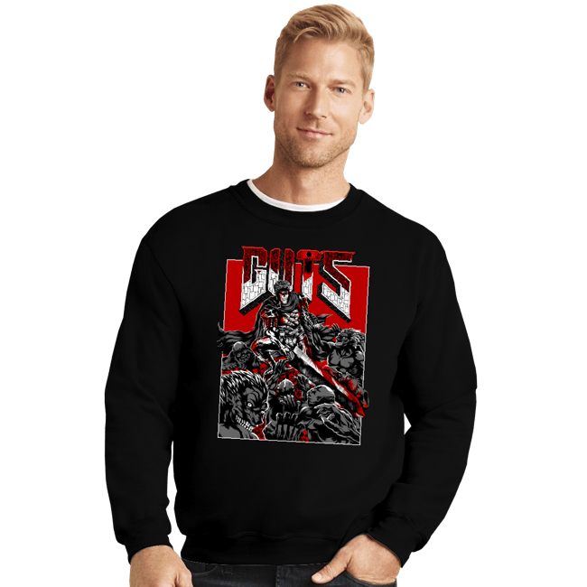 Daily_Deal_Shirts Crewneck Sweater, Unisex / Small / Black Doom Guts