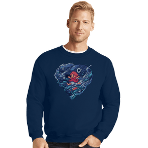 Shirts Crewneck Sweater, Unisex / Small / Navy Sea Heart