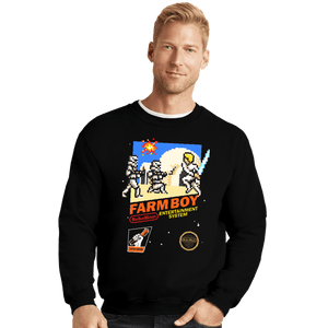 Daily_Deal_Shirts Crewneck Sweater, Unisex / Small / Black 8 Bit Farm Boy
