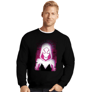 Daily_Deal_Shirts Crewneck Sweater, Unisex / Small / Black Glitch Spider-Gwen