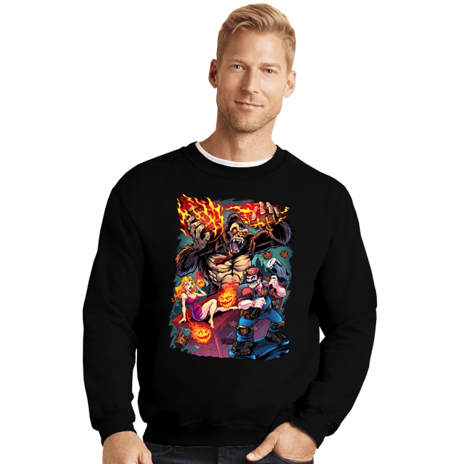 Daily_Deal_Shirts Crewneck Sweater, Unisex / Small / Black Donkey Kong