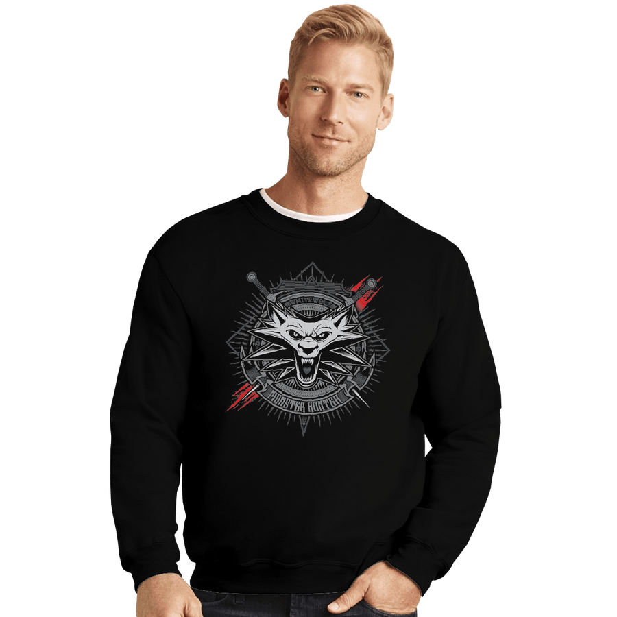 Shirts Crewneck Sweater, Unisex / Small / Black White Wolf